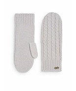 COLE HAAN Cable Knit WOOL Winter MITTENS Gold Hardware GREY Free Shipping - £70.06 GBP