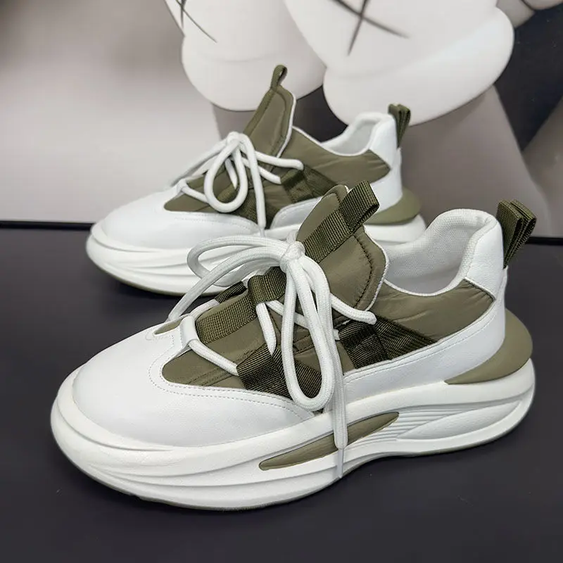 Fashion Men Designer Chunky Sneakers Board Shoes Casual Microfiber Leath... - $58.43