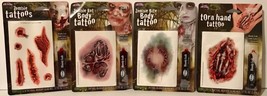 Fun World Zombie Tattoo Kits Lot Of 4 ~ Zombie Rot, Torn Hand, Zombie Bite New - £10.30 GBP