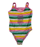 Juicy Couture Girls Striped Pastel One Piece Swimsuit Size 7/8 Retro Style - $223.05 MXN