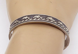 MEXICO 925 Sterling Silver - Vintage Oxidized Dolphin Cuff Bracelet - BT2514 - £66.99 GBP