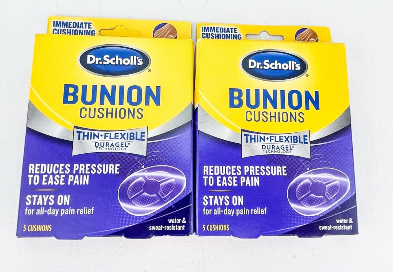 Dr Scholls Bunion Cushions Thin And Flexible Duragel 5 Cushions Per Pack Lot Of2 - $17.40