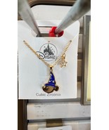 Disney Parks Sorcerer Mickey Mouse Cubic Zirconia Gold Color Necklace NEW - $645.23 MXN