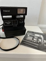 Vintage Polaroid One Step Flash 600 Plus Camera Black w/Strap Untested W... - $36.74