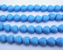 25 10 x 10 mm Czech Glass Heart Beads: Opaque Turquoise Blue - £3.38 GBP
