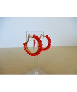 Pretty vintage pink aurora borealis tinted beaded hoop post earrings - $16.64 CAD