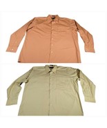 2 Alexander Julian Colours Tan Terra Cotta Long Sleeve Button Up Shirts ... - $16.99