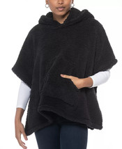Womens Hooded Poncho Sherpa w/Pocket Black One Size JENNI $78 - NWT - £14.33 GBP