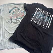 Lot Of 2 Tuned in Tokyo shirt Men Sz L Legends Graphic Waves Bird Black LiteBlue - $18.50