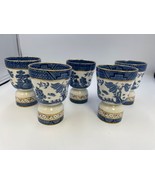 Set 5 Booths REAL OLD WILLOW gold trim Double Egg Cups Made in England - $273.39 CAD