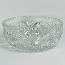 Avitra Crystal Glass Poland Large 8” SALAD/SERVING Bowl Pinwheel Fan &amp; Star - £38.05 GBP