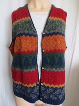 Robert Scott Knit Wool Sweater Vest Womens Winter Snowflake Trees Sz L - £15.81 GBP
