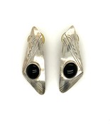 Vintage Signed Sterling Silver Native American Navajo Black Onyx Stud Ea... - $54.45