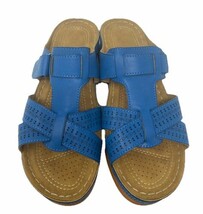 Women&#39;s Slide Sandal Faux Leather Blue Size 39 (US 8) Excellent - $18.99