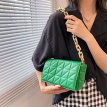 2022 Travel Trends Baguette Shoulder Purses and Handbags Thick Chain Green Quilt - £24.82 GBP