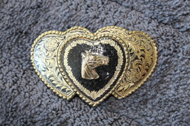 triple heart horse belt buckle- NEW - £30.92 GBP