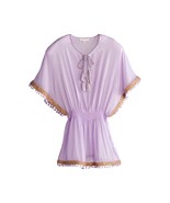 Dede Lightweight Tassel Fringe Swimsuit Cover Up Lilac Purple - $47.39 CAD