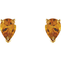 14K Yellow Gold Genuine Citrine Pear Scroll Earrings - £193.68 GBP