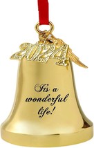 Golden It&#39;s A Wonderful Life Christmas Bell Ornament Engraved Christmas Sleigh B - £25.43 GBP