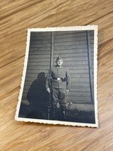 Antique World War 2 WWII Era Photograph Soldier Uniform Military Militar... - $11.87