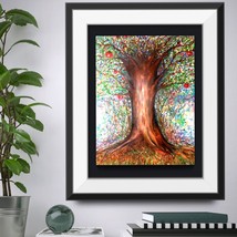 Apple tree oil pastel painting , abstract tree painting wall art ,gift for her,h - £31.97 GBP