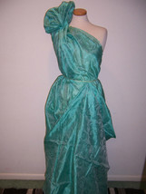 Fabulous Designer Fabric Italy Rich Emerald Green Floral Jaquard Satin Organza - £62.76 GBP