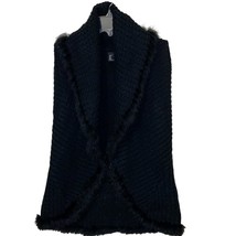 Love Token Knit Black Sweater Vest Shrug Trimmed in Rabbit Fur Womens Si... - £14.15 GBP