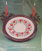 Hearts and Holly Cross Stitch Pattern 1986 Astor Place HS52 Floral Red Green  - $16.99