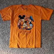 Disney Magic Orange T-Shirt L 10/12 with Mickey &amp; Friends Graphic - £18.78 GBP