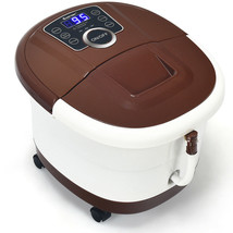 Shiatsu Portable Heated Electric Foot Spa Bath Roller Motorized Massager-Brown  - £112.75 GBP