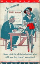 Vtg Comic Postcard WW2 Draft Board Exemptions Never Mind the Subtle Implications - £24.82 GBP