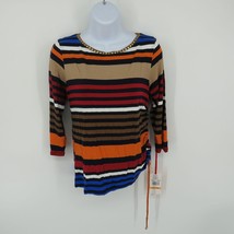 Ruby Rd Fall Festival Embellished Boat Neck Stripe Top Shirt PS $54 - $17.82
