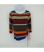 Ruby Rd Fall Festival Embellished Boat Neck Stripe Top Shirt PS $54 - $17.82