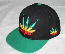 Pot Leaf Hat Cap Snapback Jamaican Rasta 420 Cannabis Weed Marijuana Reggae - £6.31 GBP
