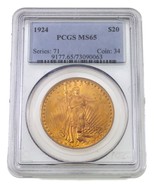1924 $20 Gold Saint Gaudens Double Eagle Graded by PCGS as MS-65 - $83,454.56 MXN