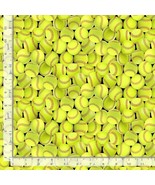 Cotton Packed Softballs Sports Balls Games Yellow Fabric Print by Yard D... - $21.88 CAD