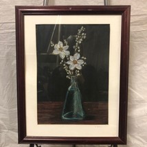 Framed &quot;Flower Vase&quot; Still Life Chalk on Canvas Painting by Ann Petrus Baker - £51.43 GBP