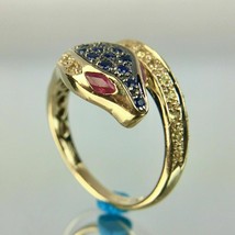 1.5Ct Simulated Sapphire Engagement Snake Ring Gold Plated 925 Silver  - £89.52 GBP