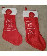 NWT 2 Dear Santa Red Felt Christmas Stocking Lot Novelty Joke Gift Chang... - £7.60 GBP