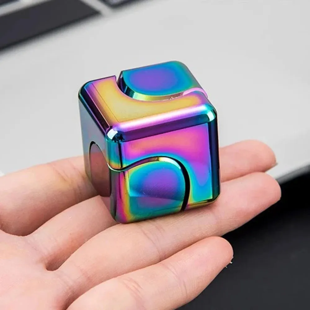 Metal Cube Fingertip Spinner Decompression Spinning Tops Anti-Anxiety To... - £9.87 GBP