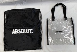 New Absolut Vodka Cinch Backpack &amp; Clear Tote Beach Parties Concerts - $24.70