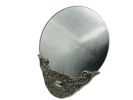 Vintage Vanity Mirror Free Standing Silver Pewter?  Ornate Victorian Style Oval - £42.23 GBP