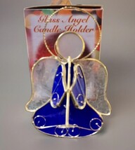 Gorgeous Stained Glass Angel Votive / Tea Light Candle Holder W/Box - $14.85