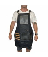 Empire Barber Apron - Denim Canvas w/ leather pocket For scissors blades... - $23.75