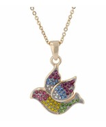 Crystal Kingdom Dove Pendant Necklace 15-17&quot; Chain in Jewelry Box Gold T... - £10.43 GBP
