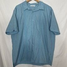 Cubavera Men&#39;s Geo Embroidered Panel Chambray shirt blue size XXL - €45,61 EUR