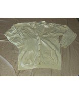 Vintage L.L. Bean 100% Wool Cardigan Sweater Ivory Cream Button-Up V-nec... - $36.86