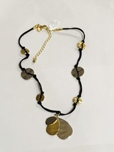 Lia Sophia Golden Tone And Waxed Material Necklace Three Layers Pendant 17" 2013 - $19.99