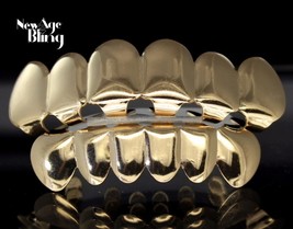 Custom Fit 14k Gold Plated Teeth Grillz Caps Top &amp; Bottom Set Grill + Molds - £7.50 GBP