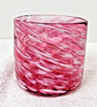 Cranberry Pink White Speckled Mouth Blown Glass Cup Vessel 3 1/4 Tall x ... - $29.21